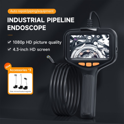 Endoscope de pipeline industriel intégré à lentilles latérales P200 de 8 mm avec écran de 4,3 pouces, spécification : tube de 5 m SH6402989-012